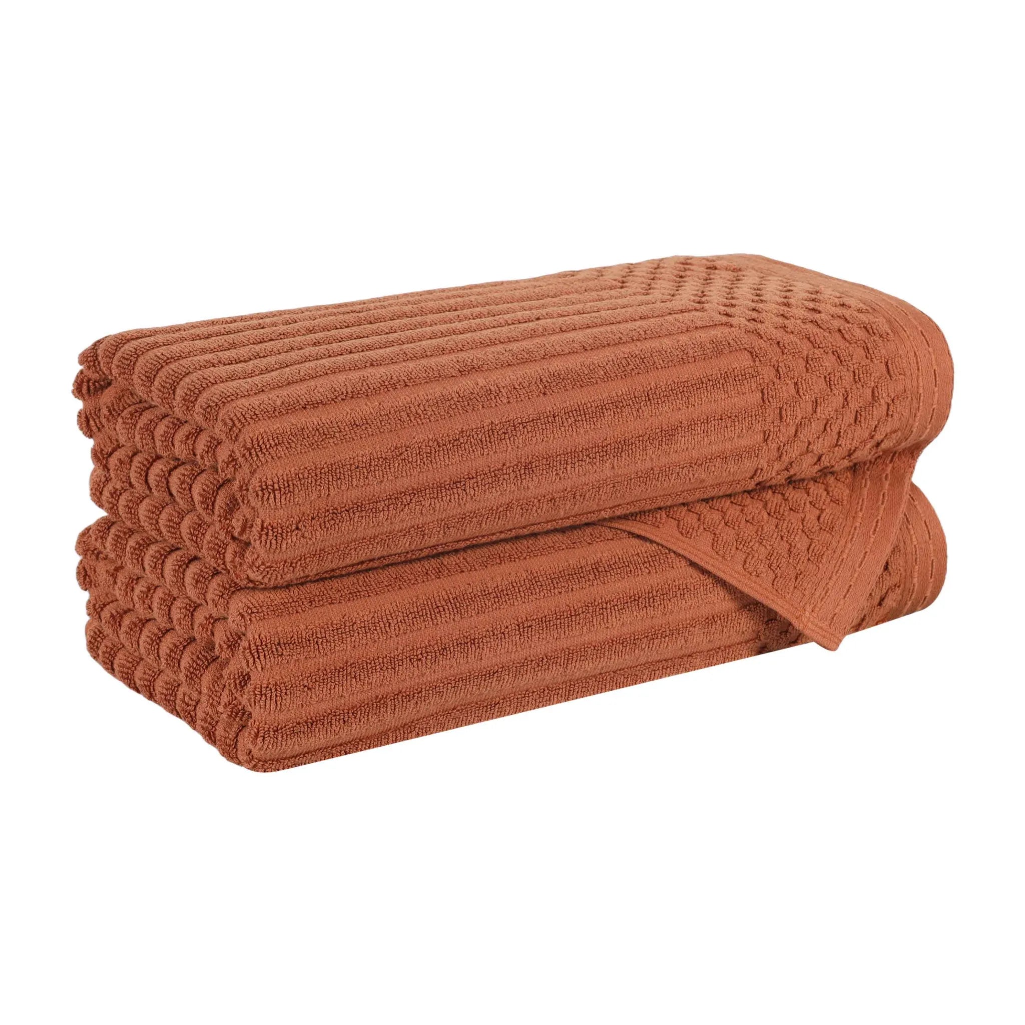 Cotton Rib Textured Ultra-Absorbent Bath Towel Set of 2