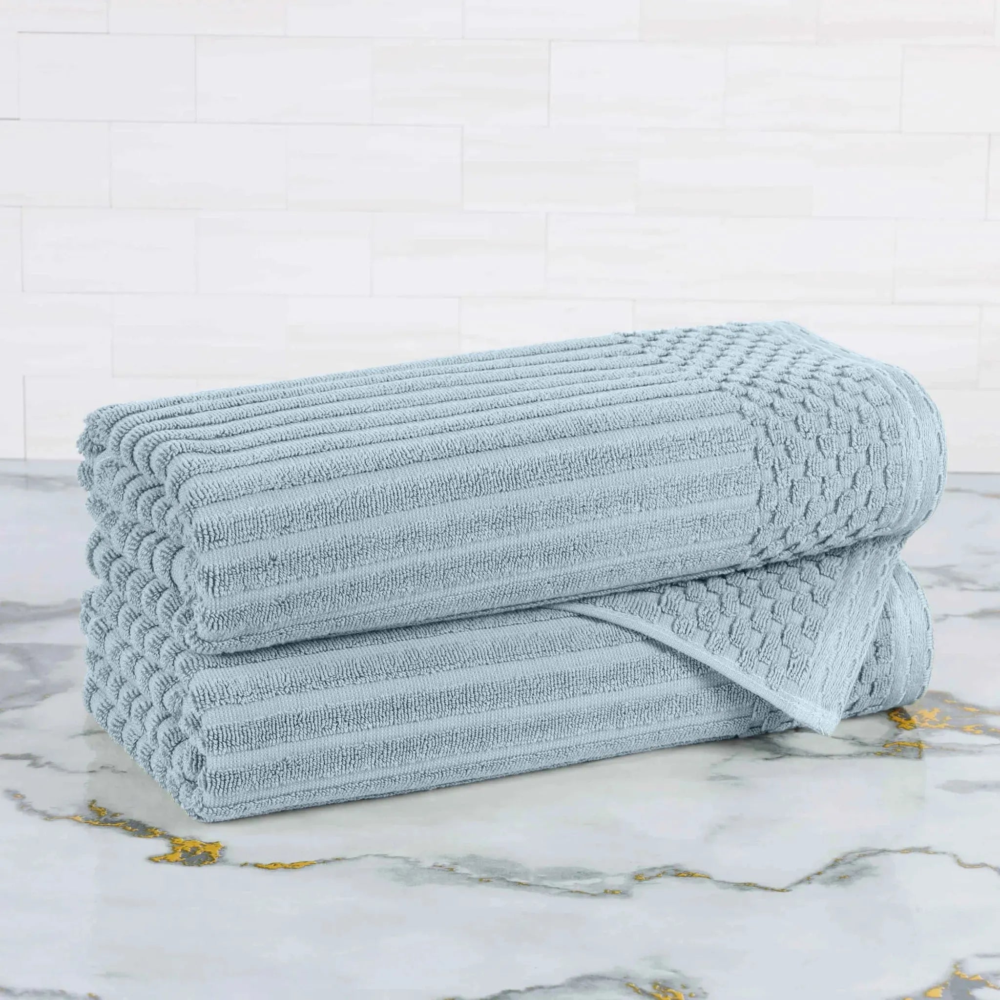 Cotton Rib Textured Ultra-Absorbent Bath Towel Set of 2