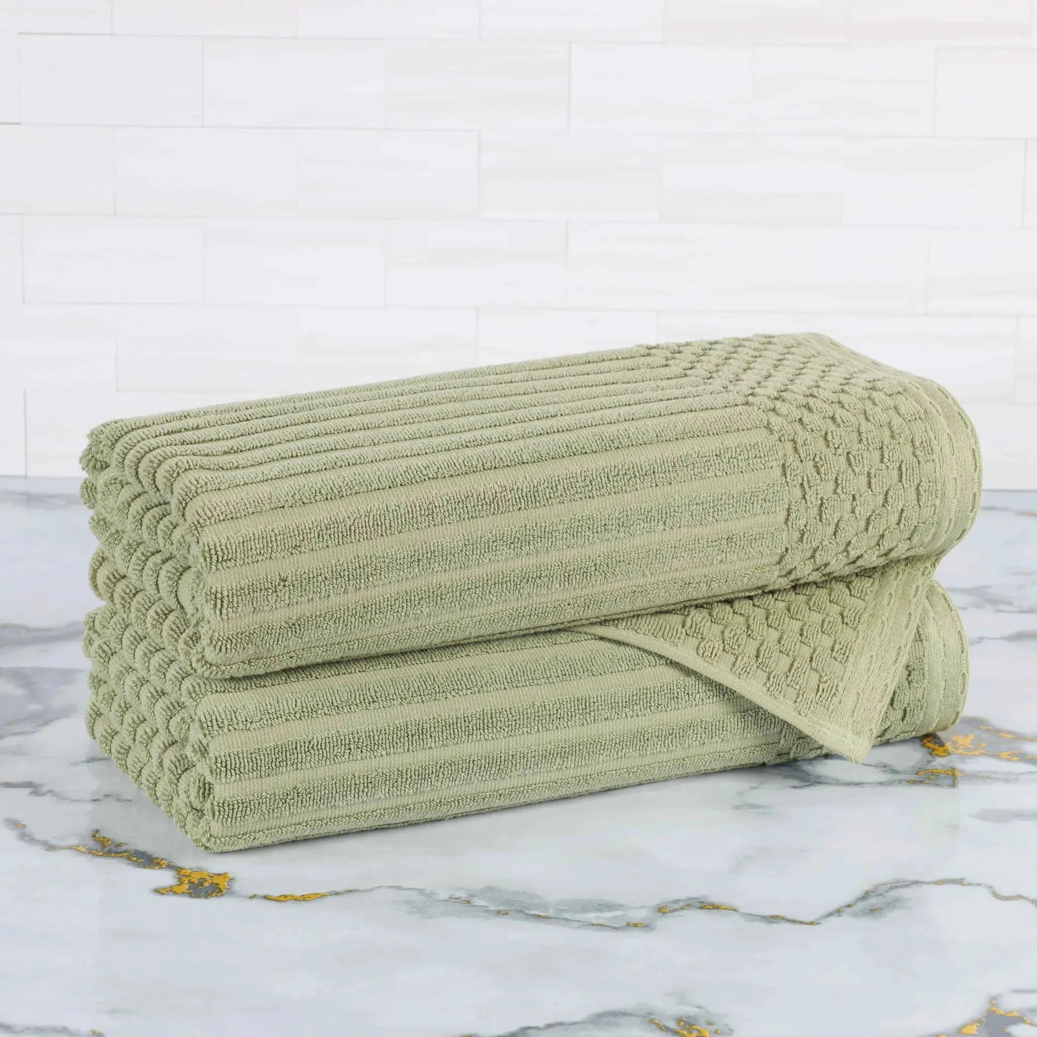 Cotton Rib Textured Ultra-Absorbent Bath Towel Set of 2