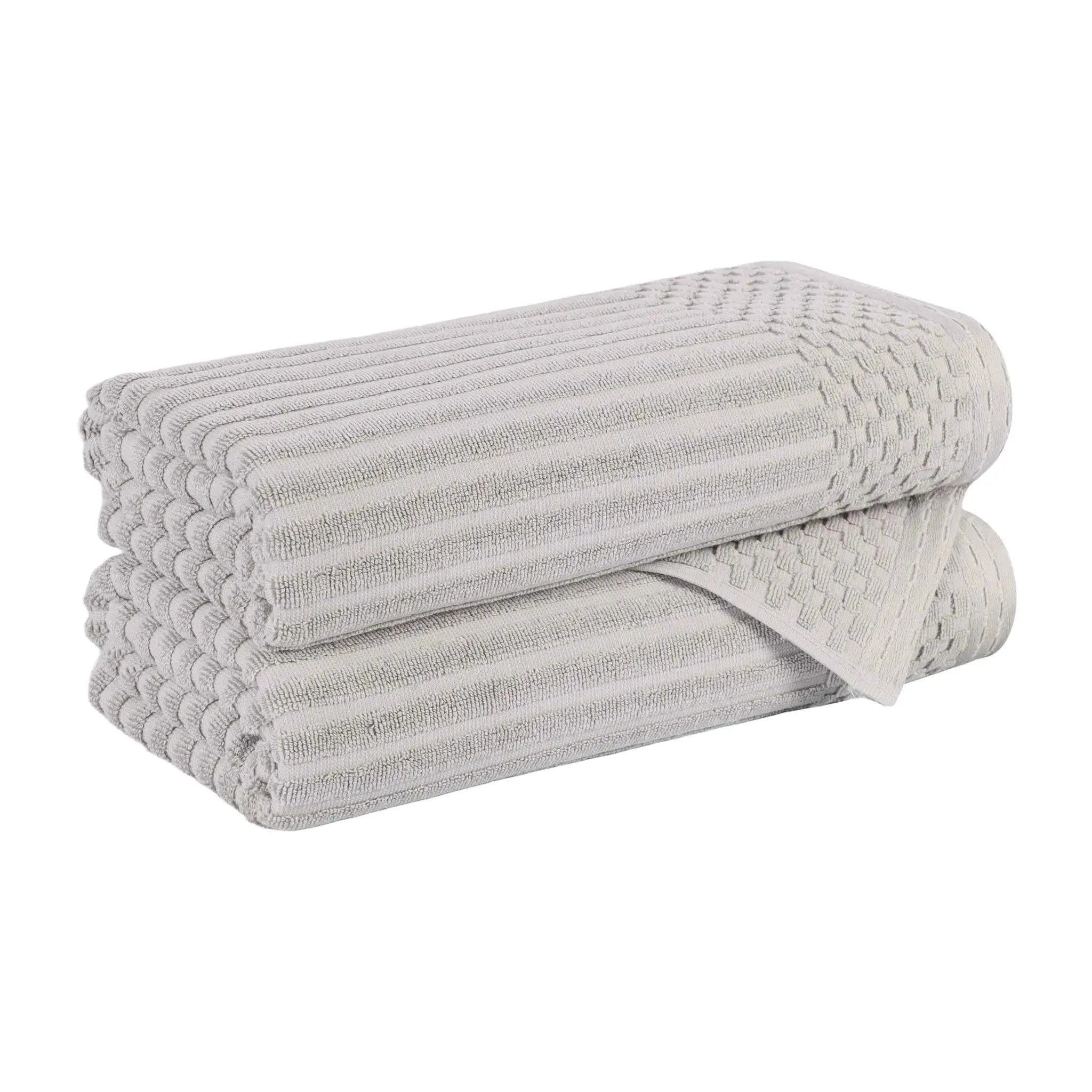 Cotton Rib Textured Ultra-Absorbent Bath Towel Set of 2