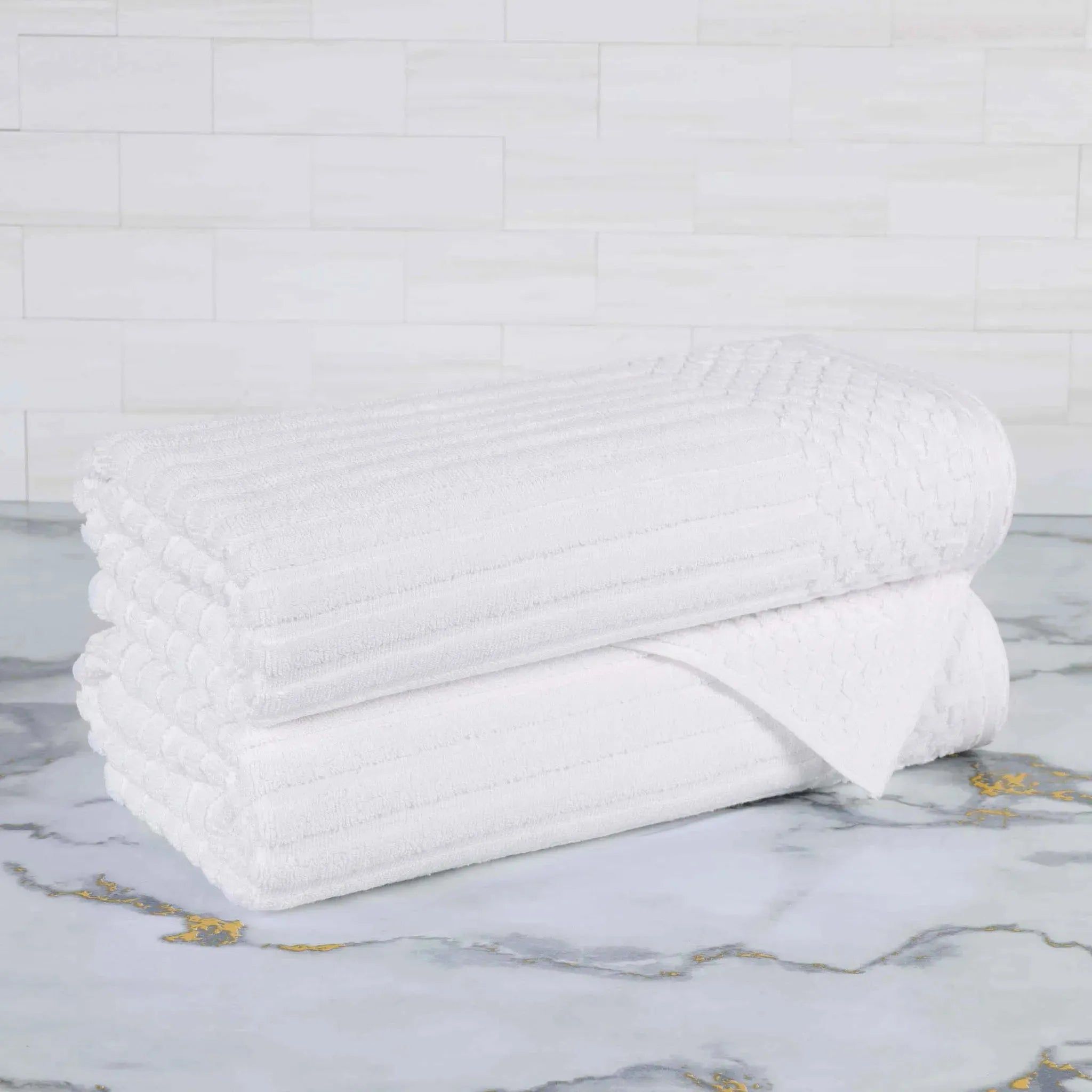 Cotton Rib Textured Ultra-Absorbent Bath Towel Set of 2