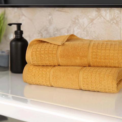 Napa Zero Twist Cotton Solid Waffle Honeycomb Bath Sheet Set of 2