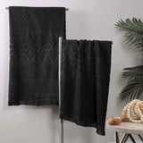 Rolla Cotton Geometric Jacquard Plush Absorbent Bath Sheet Set of 2