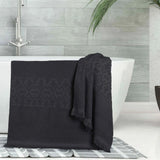 Rolla Cotton Geometric Jacquard Plush Absorbent Bath Sheet Set of 2