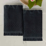 Rolla Cotton Geometric Jacquard Plush Absorbent Bath Sheet Set of 2