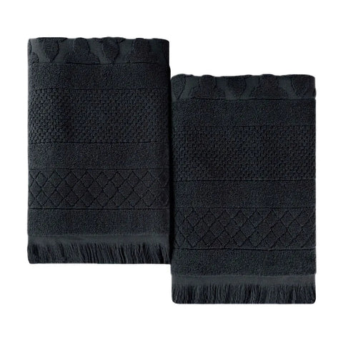 Rolla Cotton Geometric Jacquard Plush Absorbent Bath Sheet Set of 2