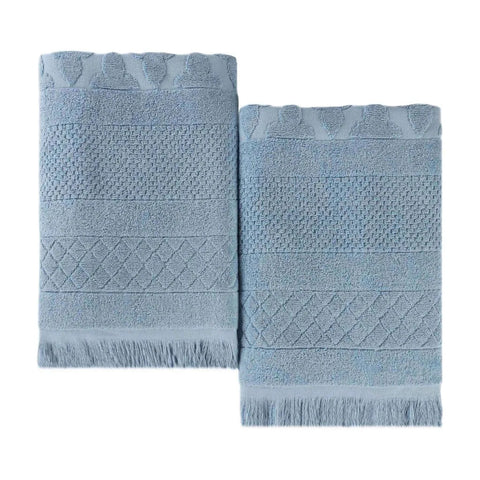 Rolla Cotton Geometric Jacquard Plush Absorbent Bath Sheet Set of 2