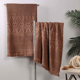 Rolla Cotton Geometric Jacquard Plush Absorbent Bath Sheet Set of 2