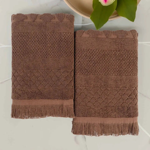 Rolla Cotton Geometric Jacquard Plush Absorbent Bath Sheet Set of 2