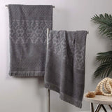 Rolla Cotton Geometric Jacquard Plush Absorbent Bath Sheet Set of 2