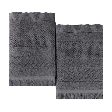 Rolla Cotton Geometric Jacquard Plush Absorbent Bath Sheet Set of 2