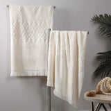 Rolla Cotton Geometric Jacquard Plush Absorbent Bath Sheet Set of 2