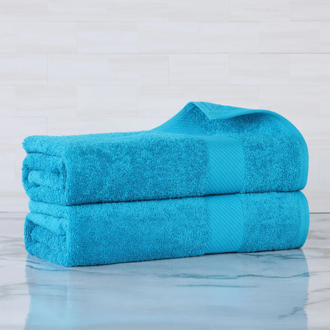 Egyptian Cotton Dobby Border Medium Weight 2 Piece Bath Sheet Set