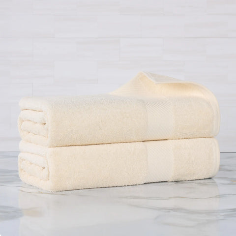 Egyptian Cotton Dobby Border Medium Weight 2 Piece Bath Sheet Set
