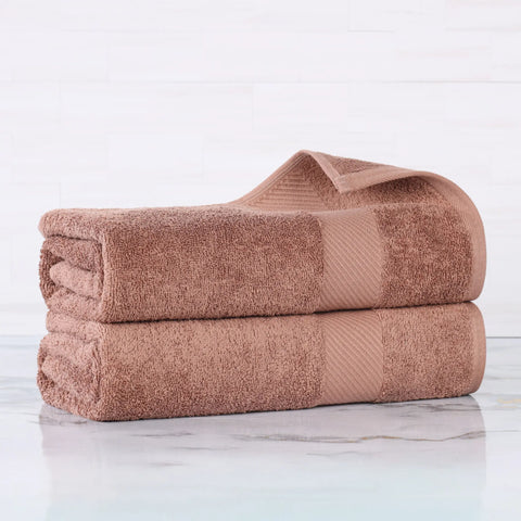 Egyptian Cotton Dobby Border Medium Weight 2 Piece Bath Sheet Set