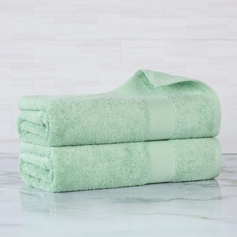 Egyptian Cotton Dobby Border Medium Weight 2 Piece Bath Sheet Set