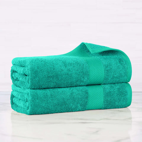 Egyptian Cotton Dobby Border Medium Weight 2 Piece Bath Sheet Set