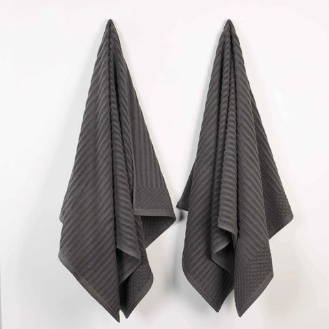 Soho Ribbed Cotton Absorbent 2 Piece Bath Sheet Towel Set