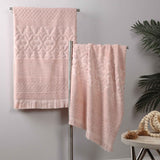 Rolla Cotton Geometric Jacquard Plush Absorbent Bath Sheet Set of 2