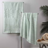 Rolla Cotton Geometric Jacquard Plush Absorbent Bath Sheet Set of 2