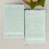 Rolla Cotton Geometric Jacquard Plush Absorbent Bath Sheet Set of 2