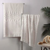 Rolla Cotton Geometric Jacquard Plush Absorbent Bath Sheet Set of 2