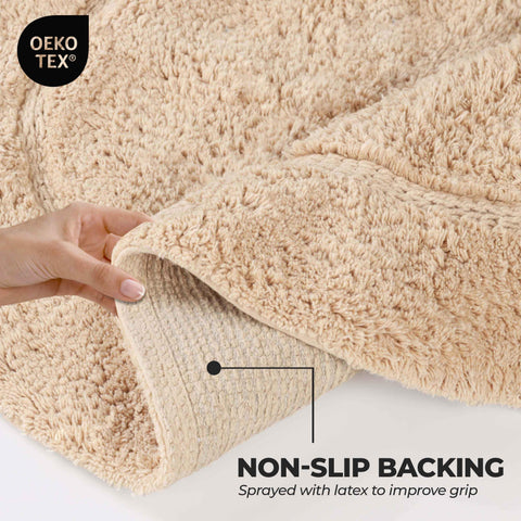 Cotton Non Slip Oval 2 Piece Bath Rug Set