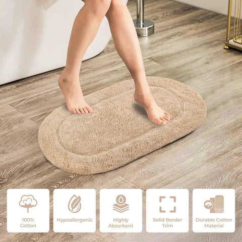 Cotton Non Slip Oval 2 Piece Bath Rug Set