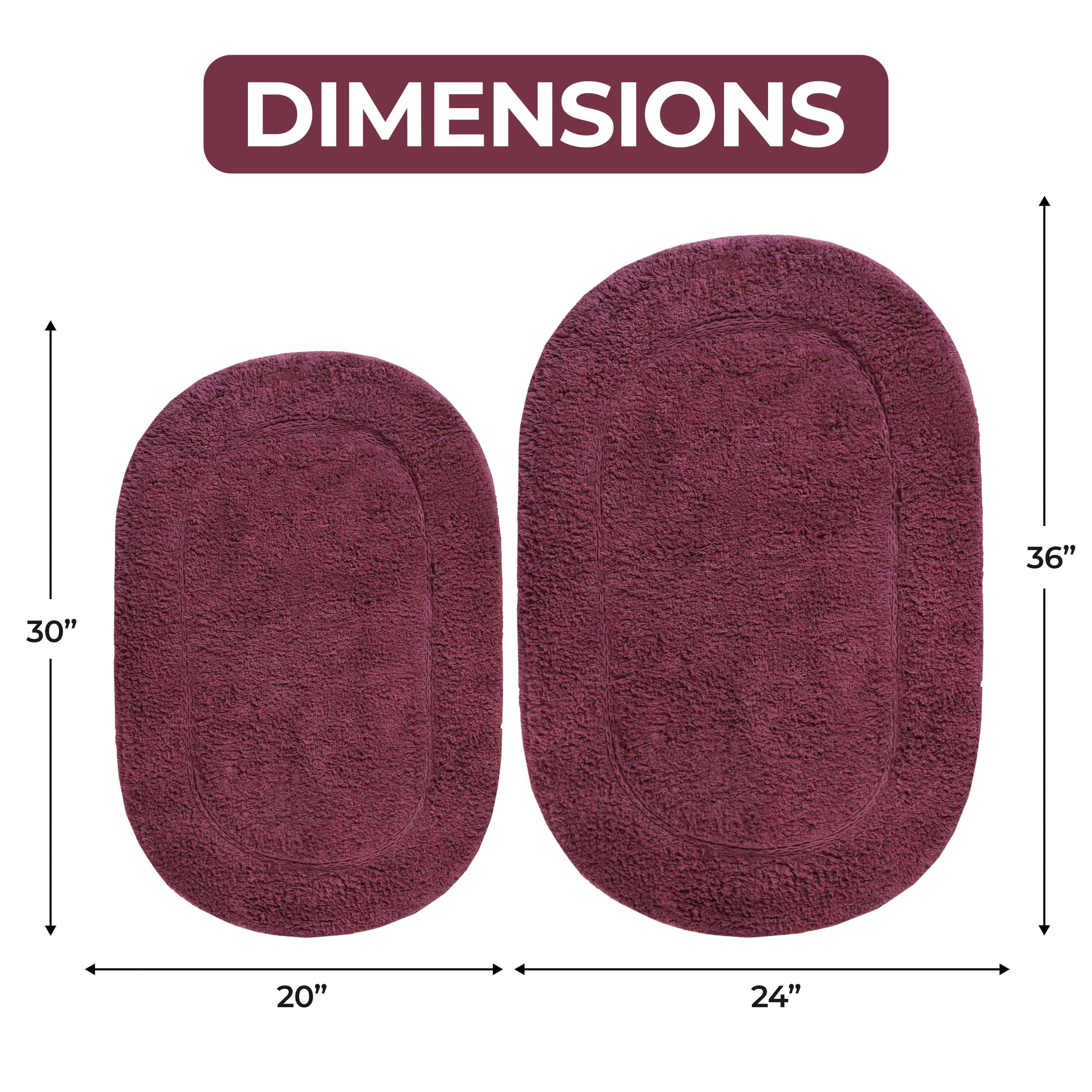 Cotton Oval Solid Non-Skid Washable 2 Piece Bath Rug Set