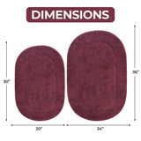 Cotton Oval Solid Non-Skid Washable 2 Piece Bath Rug Set