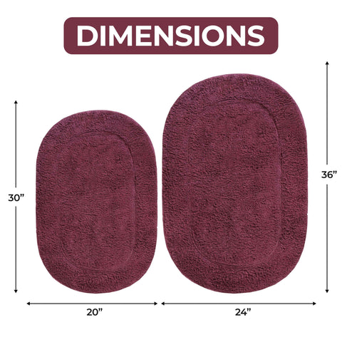Cotton Non Slip Oval 2 Piece Bath Rug Set