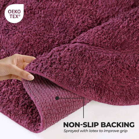Cotton Non Slip Oval 2 Piece Bath Rug Set