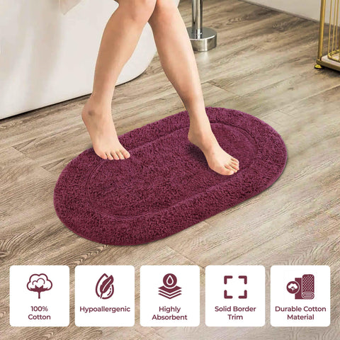 Cotton Non Slip Oval 2 Piece Bath Rug Set
