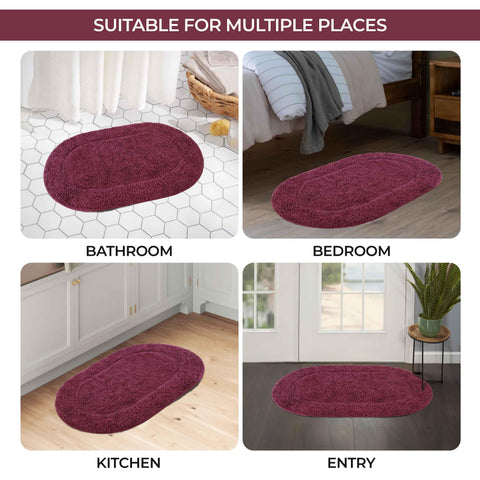 Cotton Non Slip Oval 2 Piece Bath Rug Set