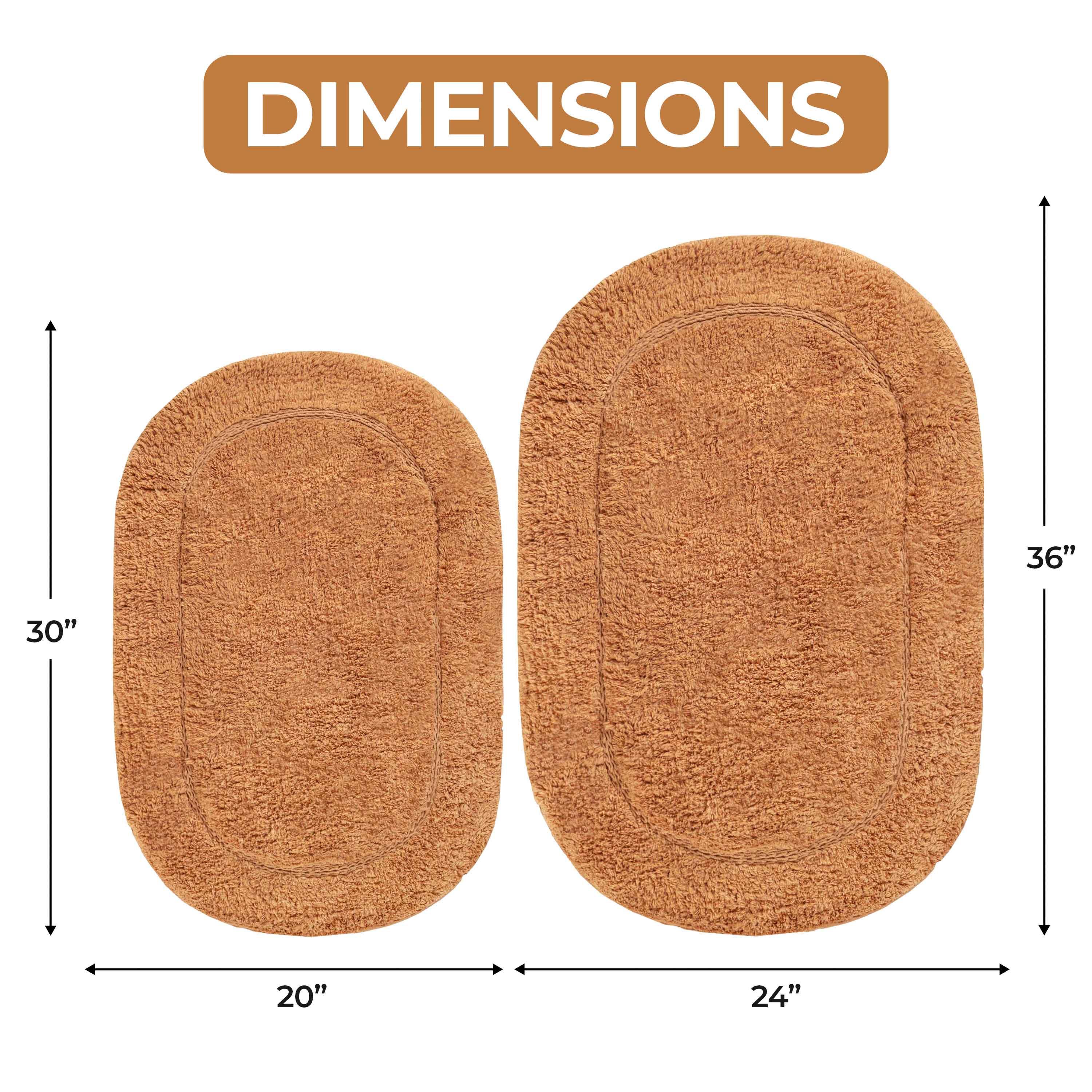 Cotton Oval Solid Non-Skid Washable 2 Piece Bath Rug Set