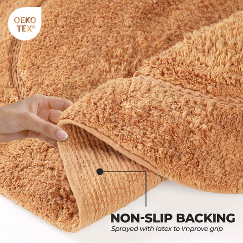 Cotton Non Slip Oval 2 Piece Bath Rug Set