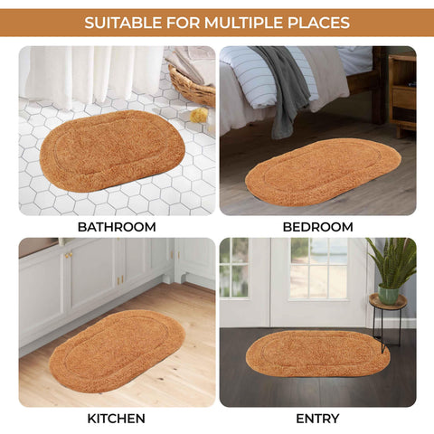 Cotton Non Slip Oval 2 Piece Bath Rug Set
