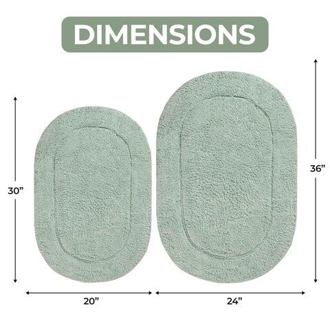 Cotton Non Slip Oval 2 Piece Bath Rug Set