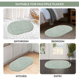 Cotton Oval Solid Non-Skid Washable 2 Piece Bath Rug Set