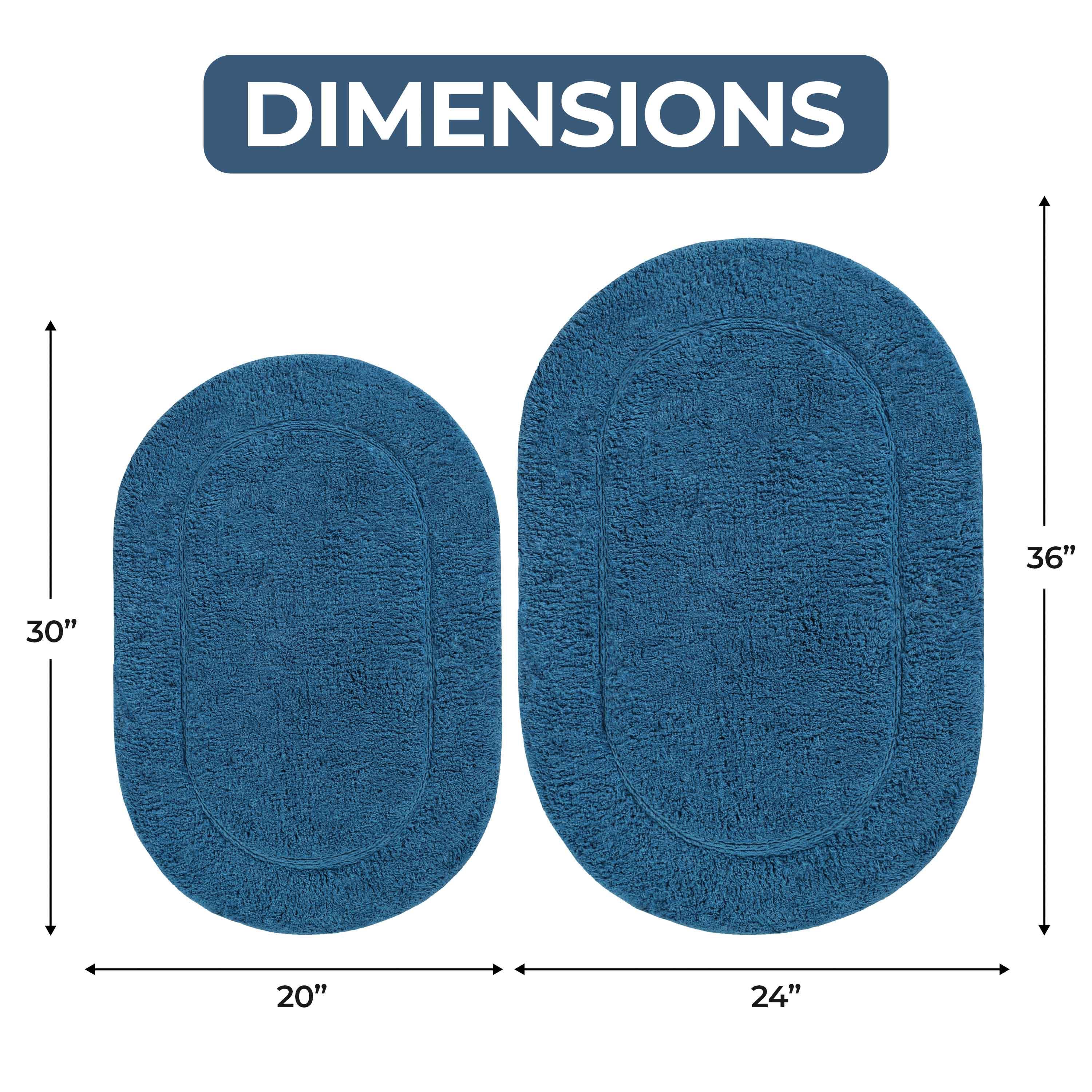 Cotton Oval Solid Non-Skid Washable 2 Piece Bath Rug Set