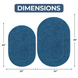 Cotton Oval Solid Non-Skid Washable 2 Piece Bath Rug Set