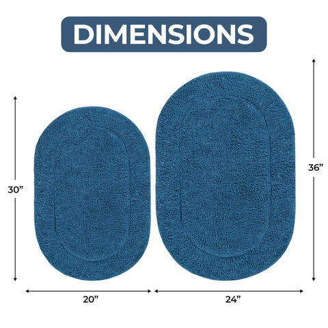 Cotton Non Slip Oval 2 Piece Bath Rug Set