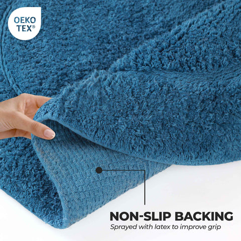 Cotton Non Slip Oval 2 Piece Bath Rug Set