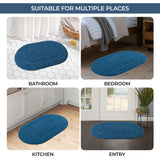 Cotton Oval Solid Non-Skid Washable 2 Piece Bath Rug Set