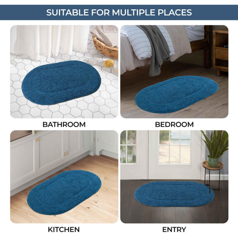 Cotton Non Slip Oval 2 Piece Bath Rug Set