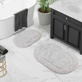 Cotton Oval Solid Non-Skid Washable 2 Piece Bath Rug Set