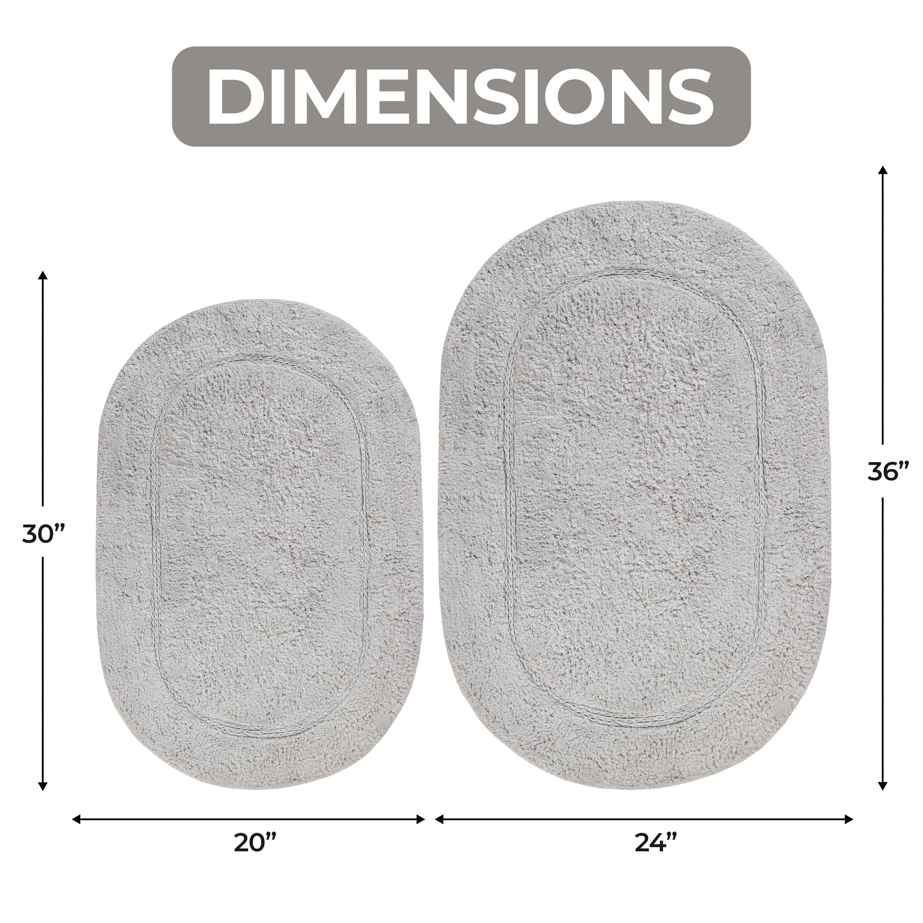 Cotton Oval Solid Non-Skid Washable 2 Piece Bath Rug Set