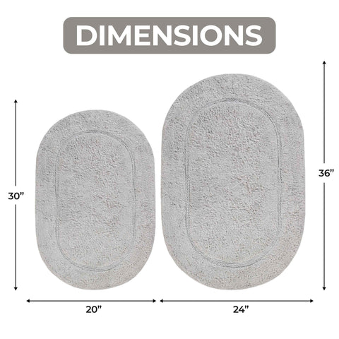 Cotton Non Slip Oval 2 Piece Bath Rug Set
