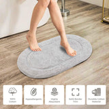 Cotton Oval Solid Non-Skid Washable 2 Piece Bath Rug Set