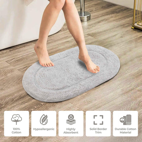 Cotton Non Slip Oval 2 Piece Bath Rug Set